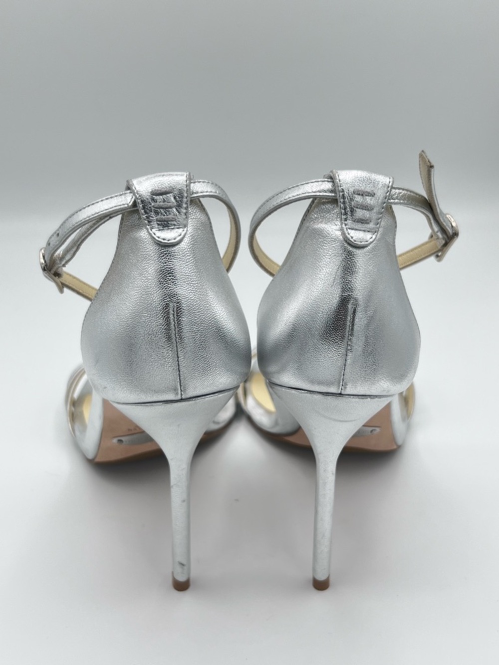 Sarah Flint Perfect Sandal 100 heels Metallic Silver Nappa Wedding Formal 37/7 - Picture 7 of 9